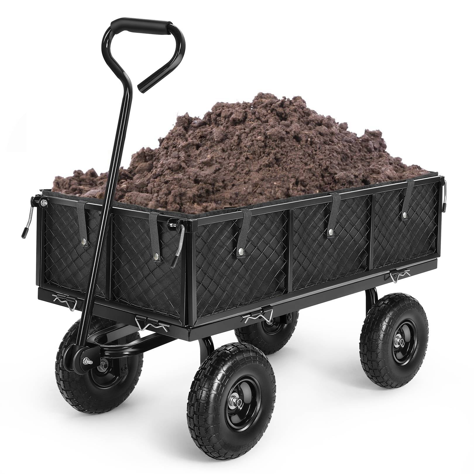 Homdox 880LB Garden Cart, Heavy Duty Garden Wagon, Mesh Foldable Garden ...