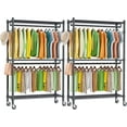 Homdox Double Rod Closet 3 Shelves Wire Shelving Clothing Rolling Rack
