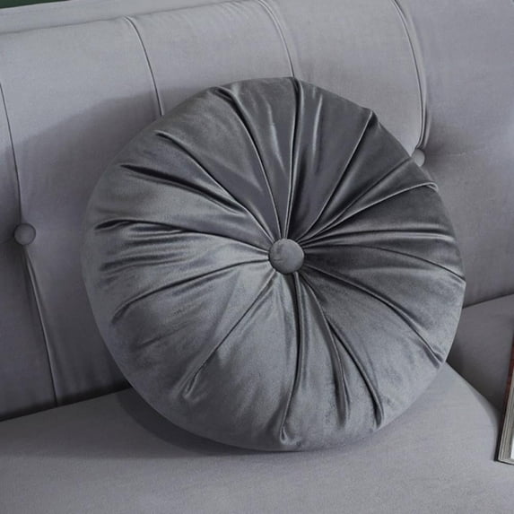 Home 15" Round Throw Pillow - Handcrafted Pumpkin Velvet Home Decorative Back Pillow Cushion for Chair Couch Sofa Bed