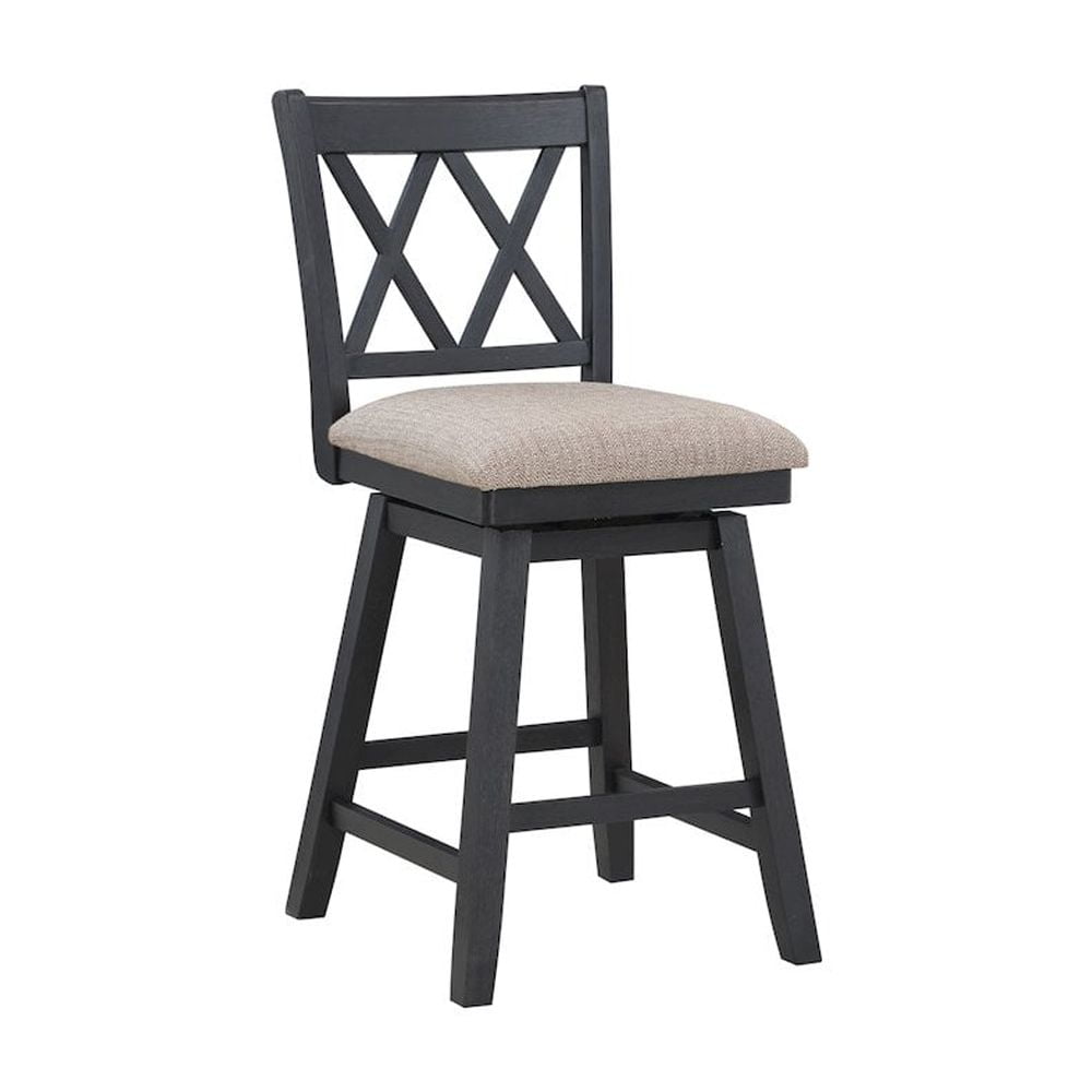 24" Beige and Black Wood Swivel Counter Stool