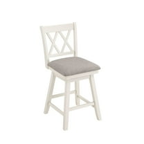 Home 2 Office Brookline 24" Swivel Solid Wood Counter Stool in Cream/White/Grey