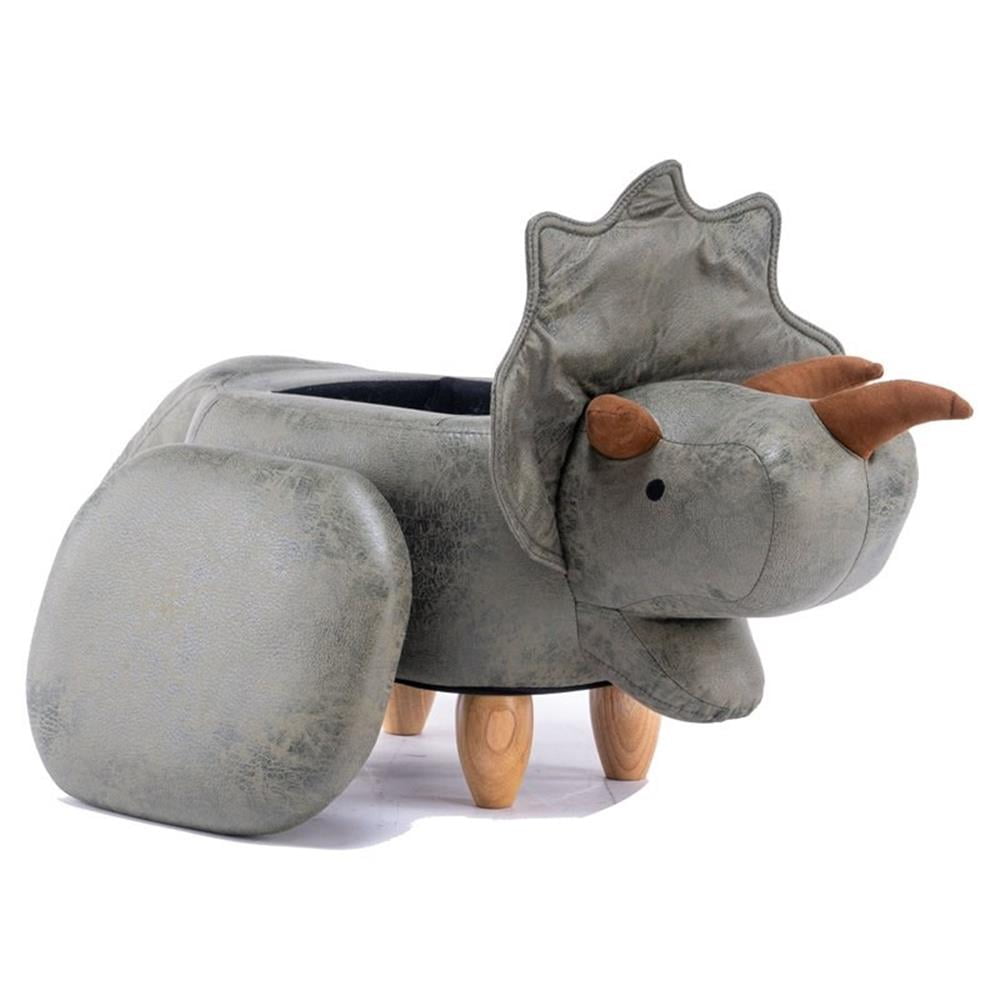 Home 2 Office Dean The Dinosaur Fabric Storage Ottoman/Stool in Gray/Natural