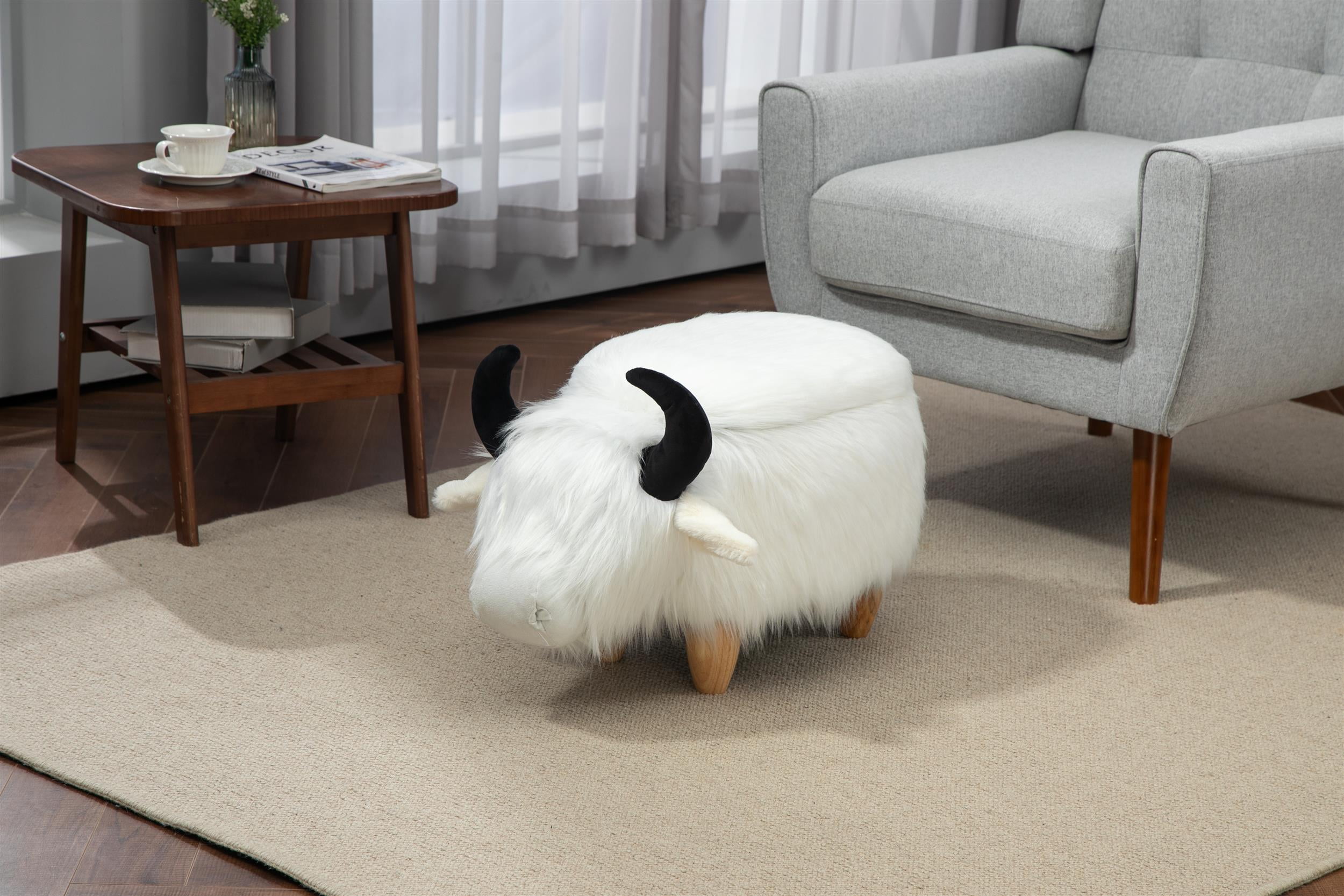 Home 2 Office Harry the Cow Storage Ottoman - White fur