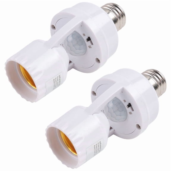 Home 2-Pack Smart E27 PIR Motion Sensor Light Socket Adapter Auto On/Off with Radar Induction and Adjustable Infrared
