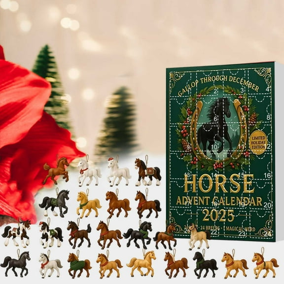 Home 2025 Holiday Advent Calendar with Horse Themed Collectibles for Christmas Countdown Festive Tradition with 24 Daily Surprises for Equestrian Lovers