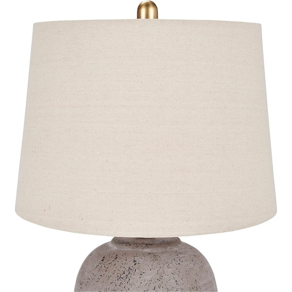 Home 23" Greyish Brown Earth Tone Rustic Farmhouse Ceramic Table Lamp for Bedroom, Living Room, Dining, Office, with Beige Linen Shade
