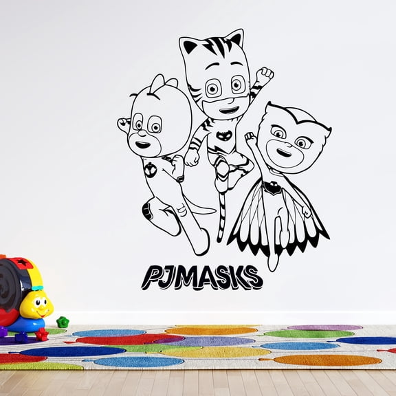 Home 3D Cartoon Animation Superheroes Wall Art Decal | 20" x 25" PJ Masks Gekko Catboy And Owlette Vinyl Adhesive Nursery Art Decor Design Removable Kids Bedroom Sticker Decoration
