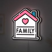 Home 3D Novelty Light Box, Heart and Family Wall Art, Warm Relationship Decor for Living Spaces Width 8 inch, 20cm