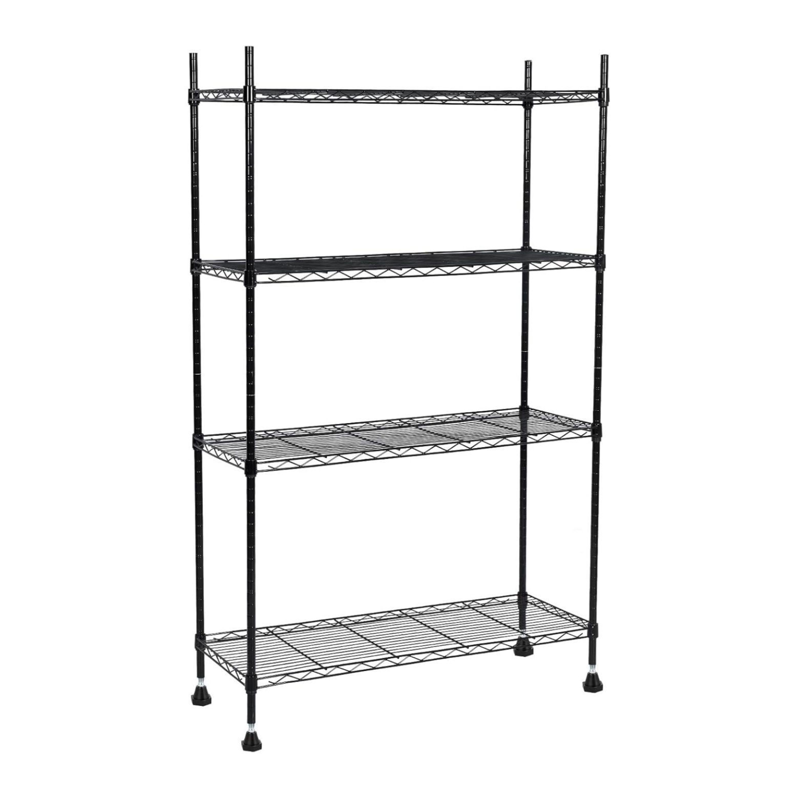 Home 4-Tier Adjustable Storage Shelving - Cold-Rolled Round Tube Metal ...