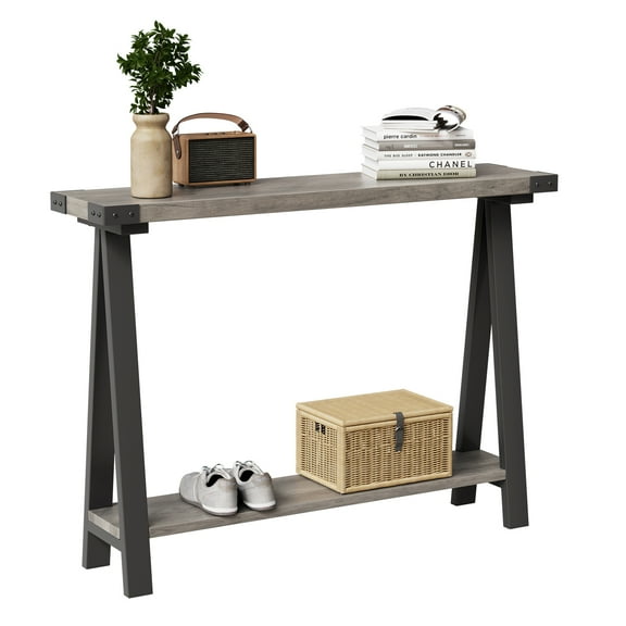 Home 43.3" Narrow Console Tables Farmhouse Console Table, Sofa Table With Storage, 2-Tier Entry Table for Living Room, Small Hallway Table, Side Accent Table, Entrance Tables for Front Door