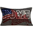 thumbnail image 1 of Home 4th of July American Flag Throw Pillow Covers Vintage Farmhouse Decorative Blue Red Stars Stripes Throw Waist Pillow Cases 12x20 Inch Cotton Linen Independence Day Gifts Cushion Cover, 1 of 3
