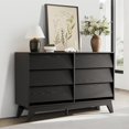 thumbnail image 1 of Home 6-Drawer Dresser for Bedroom, 47.2" Wide Mid Century Chest of Drawers, Wooden Dresser TV Stand, Vintage Dressers with Bevel Design for Bedroom, Living Room, Hallway, 1 of 7