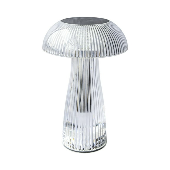 Home Accents 10.2 Inch Acrylic Mushroom LED Rechargeable Cordless Lamp Clear