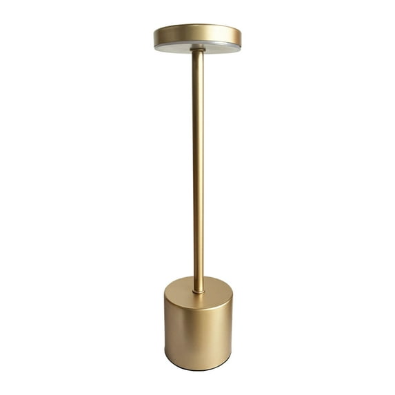 Home Accents 13.5 Inch LED Cordless Metal Table Lamp, Rechargeable 3 Color Stepless Dimming, Gold