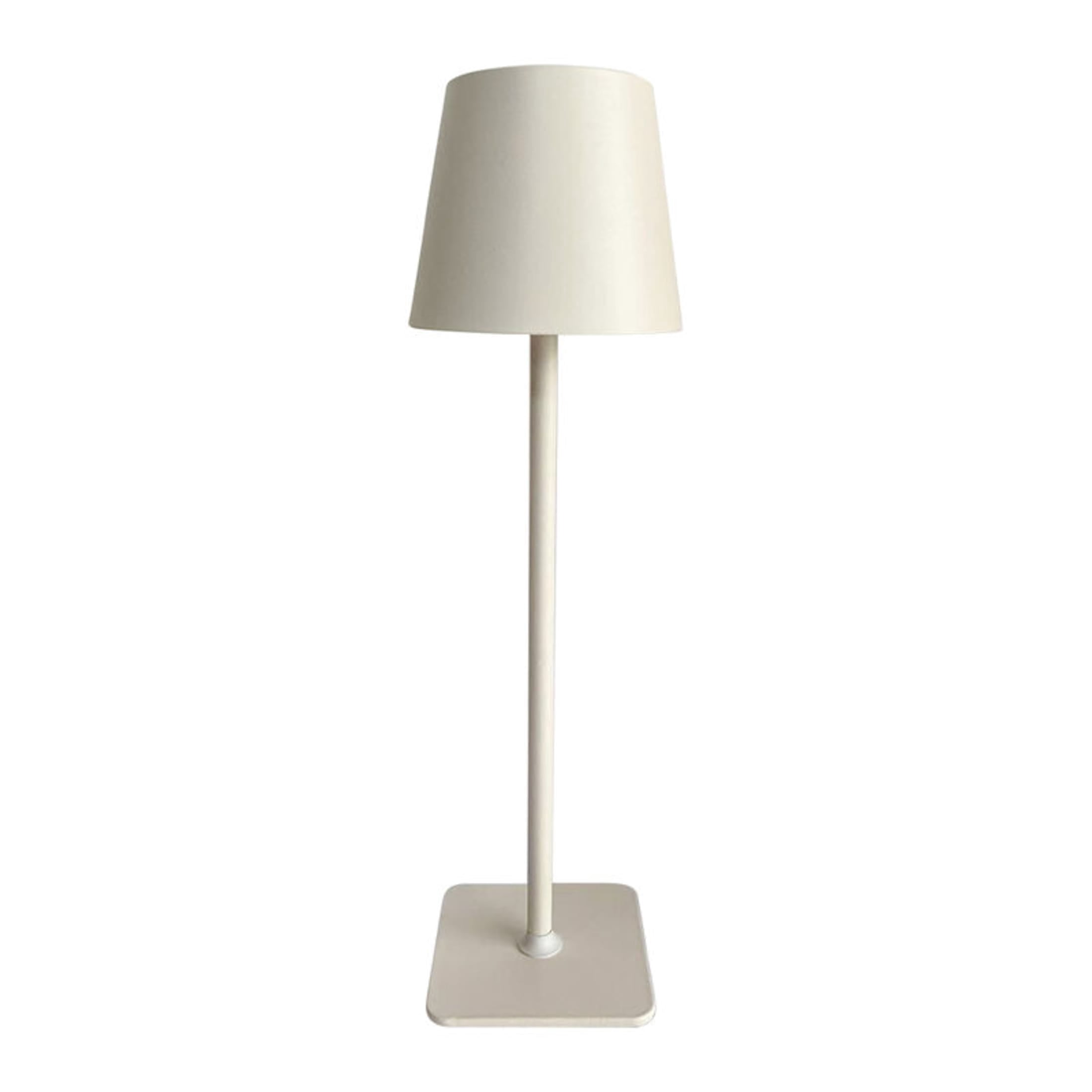 Home Accents 14.8 inch LED Cordless Metal Table Lamp, Rechargeable 3 Color Stepless Dimming, White
