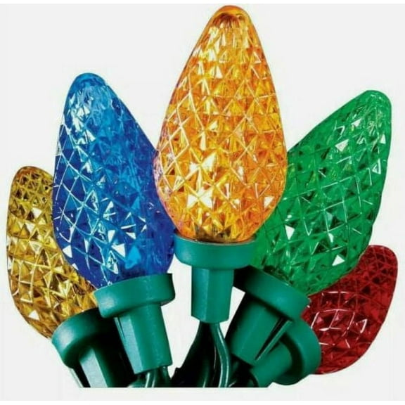 Home Accents 25 Multi Color C9 LED Lights Faceted New