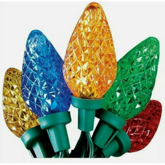 Home Accents 25 Multi Color C9 LED Lights Faceted New