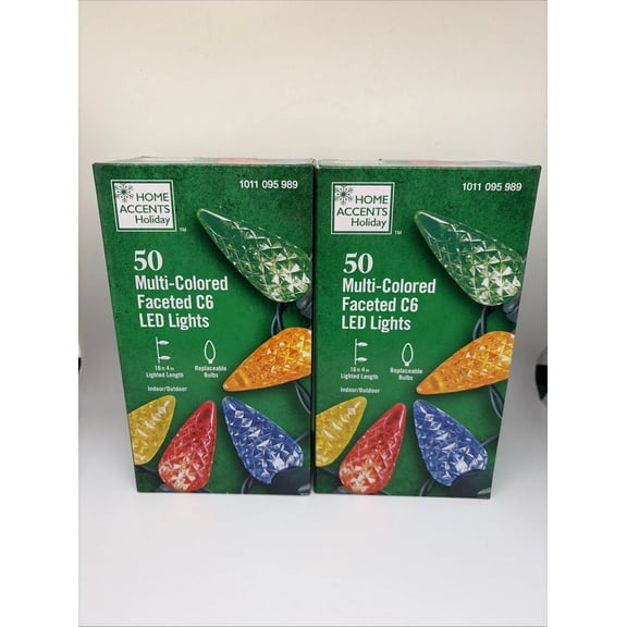 Home Accents 50 Multi-Colored C6 LED String Lights 16 Ft Christmas Lot Of 2