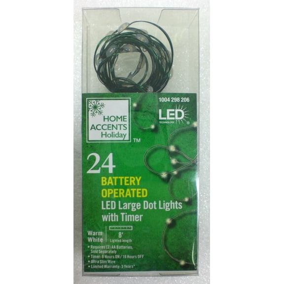 Home Accents 8 Ft. Warm White 24 Leds Ultra Slim Wire Large Dot String Light