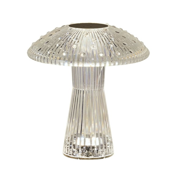 Home Accents 8-inch Acrylic Mushroom LED Rechargeable Cordless Lamp, Clear