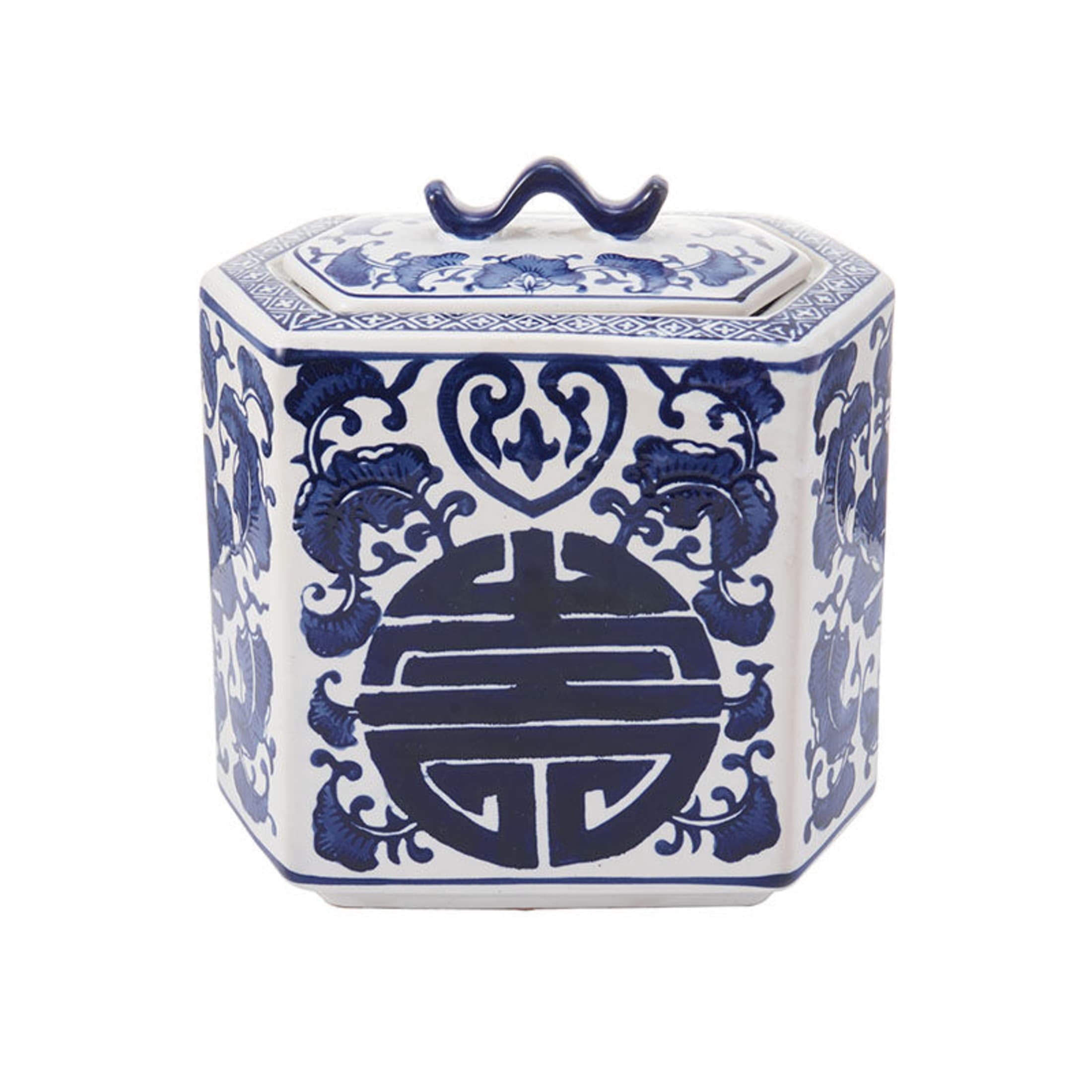 Home Accents 8 inch Blue and White Ceramic Jar with Lid