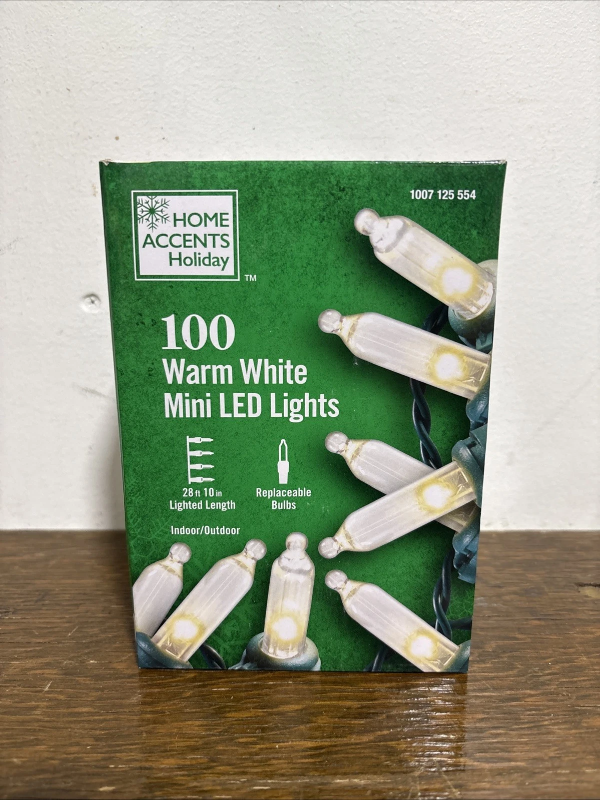 Home Accents Holiday 100Ct Warm White Led Mini String Lights W/Green Wire New