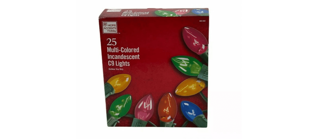 Home Accents Holiday 25 MultiColored Incandescent C9 Lights