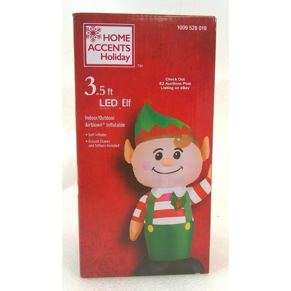 Home Accents Holiday 3.5 ft. LED Christmas Airblown Inflatable Elf Suspenders