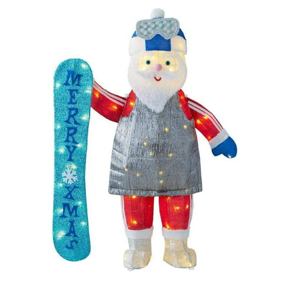 Home Accents Holiday 4FT Yuletide Lane LED Santa with Snowboard