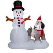 Home Accents Holiday 6 ft. Animated LED Snowman and Dog Scene Inflatable