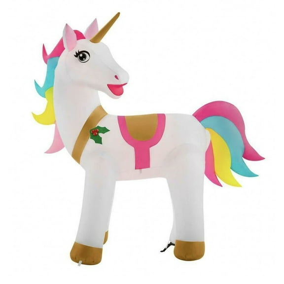 Home Accents Holiday 7FT Color Changing LED Unicorn Holiday Inflatable