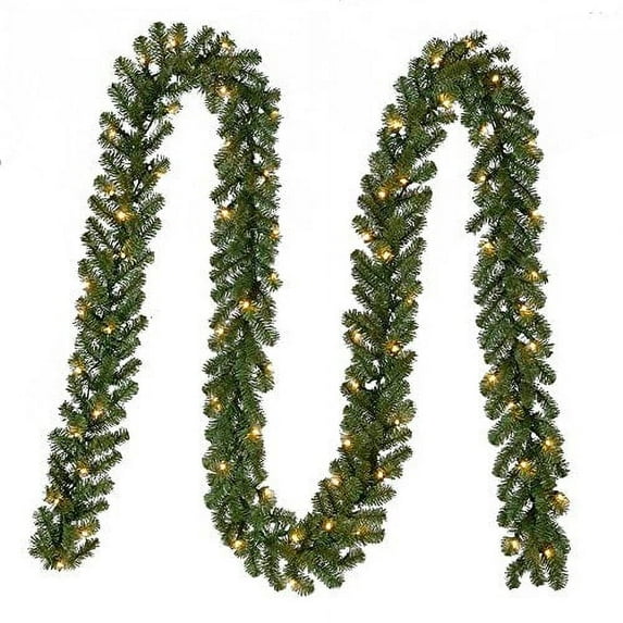 Home Accents Holiday 9 ft. Pre-Lit Kingston Indoor/Outdoor Garland Decoration with 35 Sparkling Warm Clear Lights