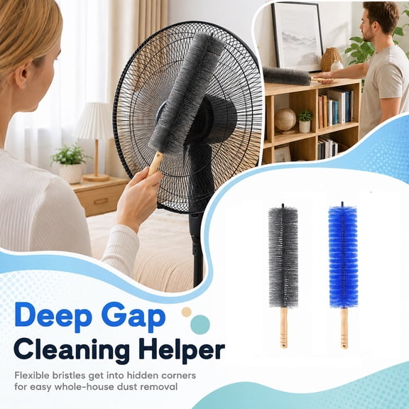 Home Accessory, Soft Bristle Brush, Dust Brush, Wall Cleaner, Dust Cleaner, 17X3.5 Inch 43Cm Grey Bendable Versatile Long Handle Brush That Fits Tight Crevices, Removes Cobwebs