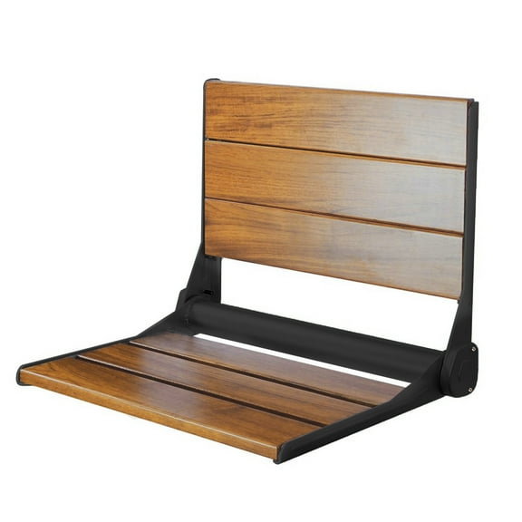 Home Aesthetics 18" ADA Compliant Folding Serena Teak Wood Shower Bench Wall