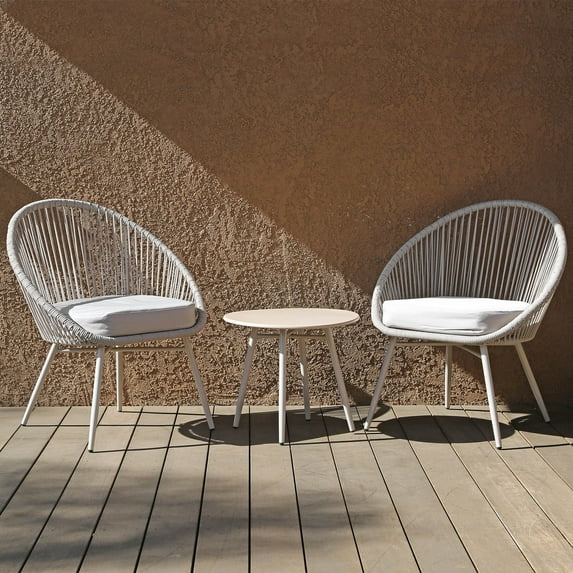 Home Aesthetics 3-Piece Patio Table Chairs Bistro Set, Grey, Outdoor All