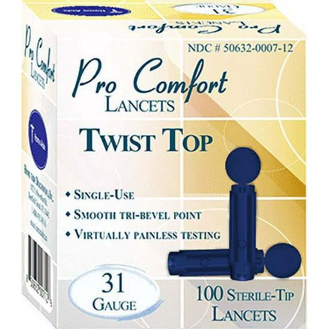 Home Aide 31G Pro Comfort Twist Top Lancets 100count