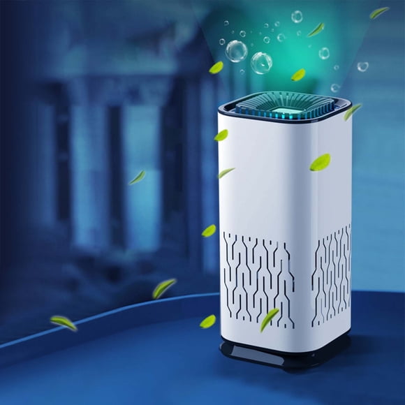 Home Air Purifier True HEPA Filter Small Room 2.36x2.36x5.2in 99.97% Efficiency Smoke Dust Pet Dander Allergies Silent Sleep Mode Office Bedroom Portable High Coverage Black White
