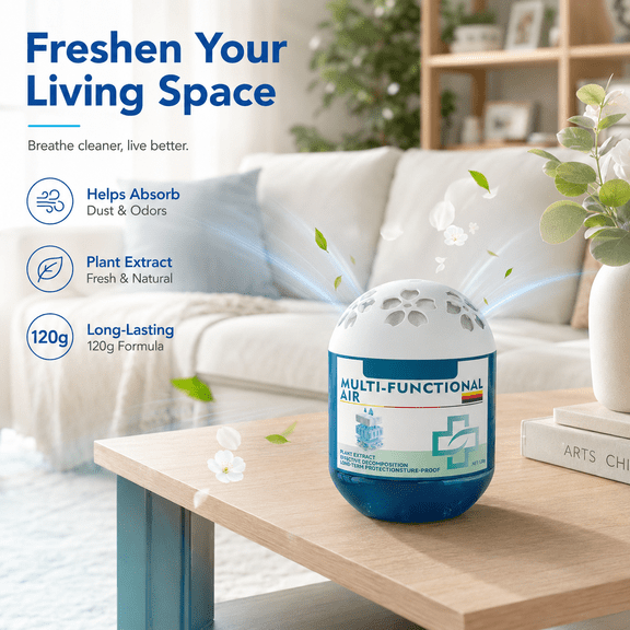 Home Air Purifying Magic Box - Natural Odor Absorber & Dust Remover, Long-Lasting Air Freshener for Bedroom, Living Room, Bathroom, Kitchen, Non-Toxic Indoor Freshness Solution, 120g, White