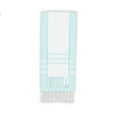 thumbnail image 1 of Home Alara 100% Turkish Cotton Monogrammed White and Aqua Pestemal Beach Towel Set, 1 of 5