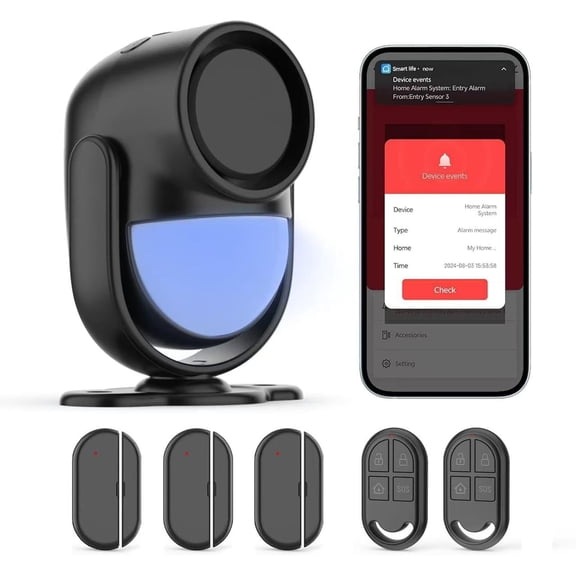 Home Alarm System,2.4G WiFi PIR Motion Sensor Alarm, Wireless DIY Smart Door/Window Alarm for Home Security with Phone APP Alert 4-Piece Kit(2Door Window Sensor),for House Apartment Office