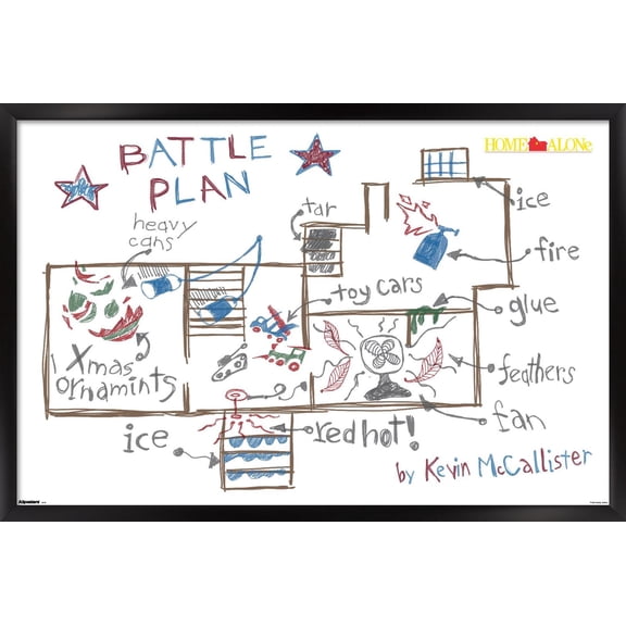 Home Alone (1990) - Battle Plan Wall Poster, 14.725" x 22.375" Framed