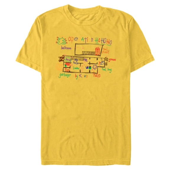 Home Alone 2 Christmas Kevin’s Drawing Operation Ho Ho Ho - Short Sleeve Blended T-Shirt for Adults - Customized-Yellow