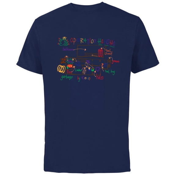 Home Alone 2 Christmas Kevin’s Drawing Operation Ho Ho Ho - Short Sleeve Cotton T-Shirt for Adults - Customized-Navy
