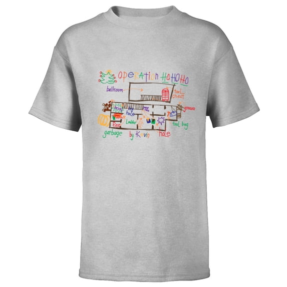 Home Alone 2 Christmas Kevin’s Drawing Operation Ho Ho Ho - Short Sleeve T-Shirt for Kids - Customized-Athletic Heather