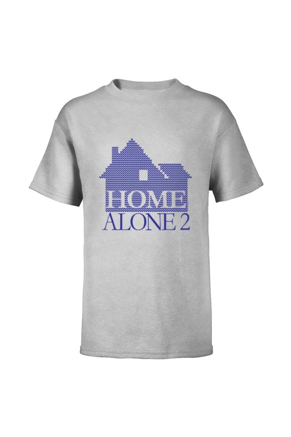 Home Alone 2 House Logo Holiday Christmas Sweater Pattern - Short Sleeve T-Shirt for Kids - Customized-Athletic Heather