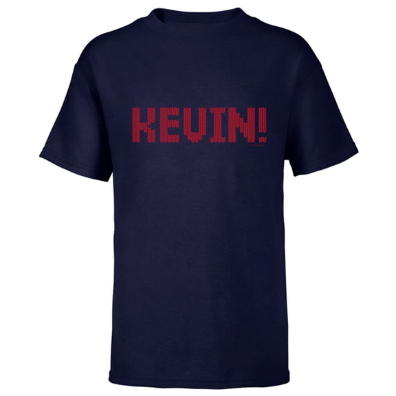 Home Alone 2 “Kevin!” Holiday Christmas Sweater Pattern - Short Sleeve T-Shirt for Kids - Customized-Navy