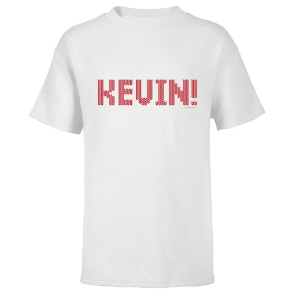 Home Alone 2 “Kevin!” Holiday Christmas Sweater Pattern - Short Sleeve T-Shirt for Kids - Customized-White