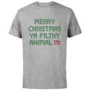 Home Alone 2 Merry Christmas Ya Filthy Animal Sweater Print - Short Sleeve Cotton T-Shirt for Adults - Customized-Athletic Heather