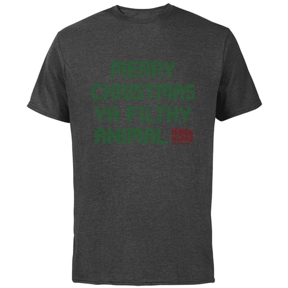 Home Alone 2 Merry Christmas Ya Filthy Animal Sweater Print - Short Sleeve Cotton T-Shirt for Adults - Customized-Charcoal
