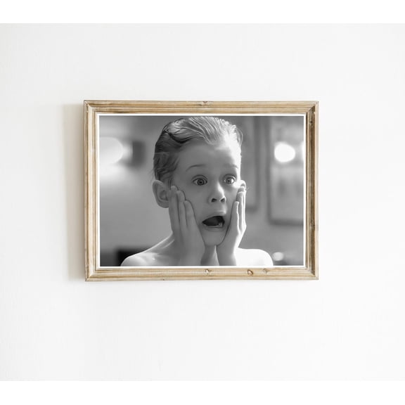 Home Alone Bathroom, Funny Bathroom Decor, Black and White, Toilet Print, Restroom Decor, Toilet Humor, Wall Art, Unframed Poster Size 8x12